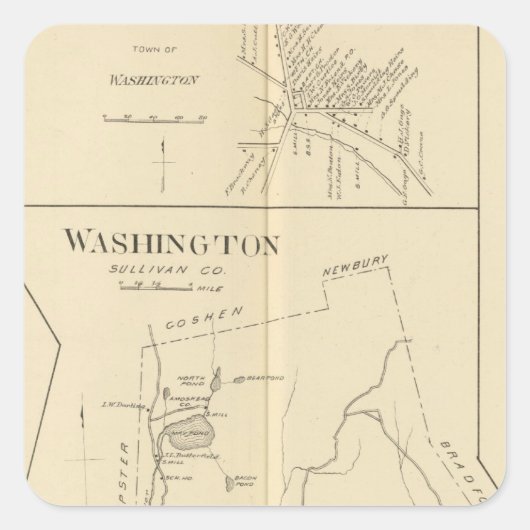 Lempster, Washington, Goshen Vierkante Sticker (Voorkant)