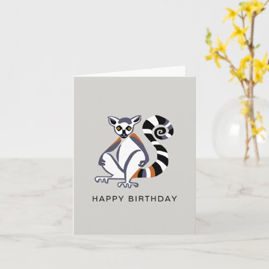 LEMUR à queue de cerne - Carte faune-nature (Fleur jaune)