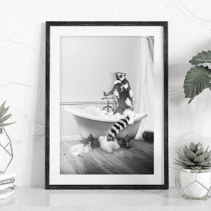 Lemur in badposter poster