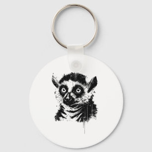 Lemur Inkt Kunst Jungle Madaga Wilde Dieren Rtrait Sleutelhanger
