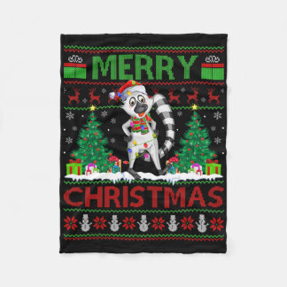 Lemur Lover Xmas - Lights Ugly Santa Lemur Chri Fleece Deken
