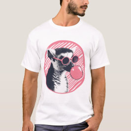 Lemur met zonnebril en bubble gum t-shirt