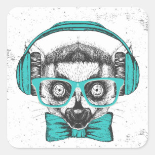Lemur Muziekoverloop Vierkante Sticker