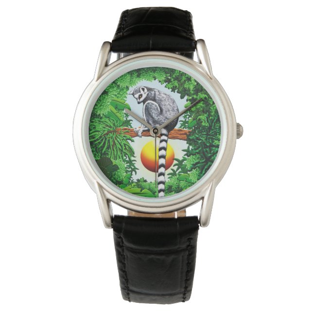 Lemur van Madagaskar Horloge (Voorkant)