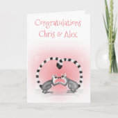 Lemurs in liefde verloving / trouwkaart kaart (Voorkant)