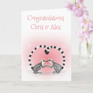 Lemurs in liefde verloving / trouwkaart kaart