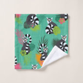 Lémurs tropicaux - aigue-marine (Gant de toilette)