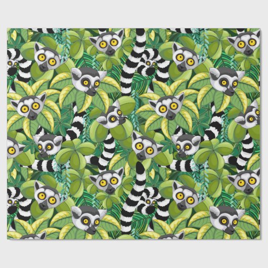 Lemurs van Madagaskar in het exotische Oerwoud Cadeaupapier (Vlak)