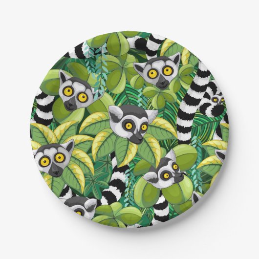 Lemurs van Madagaskar in het exotische Oerwoud Papieren Bordje (Voorkant)
