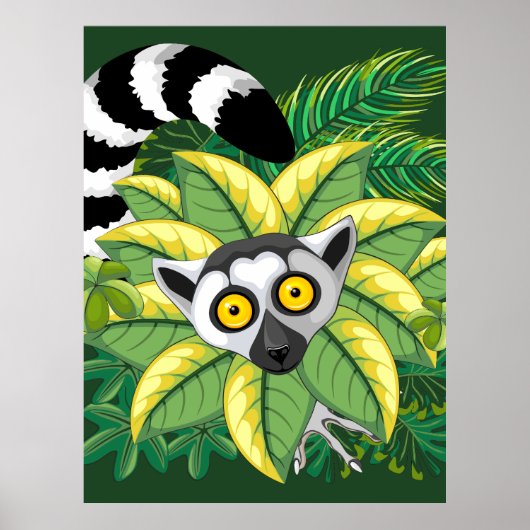 Lemurs van Madagaskar in het exotische Oerwoud Poster (Voorkant)