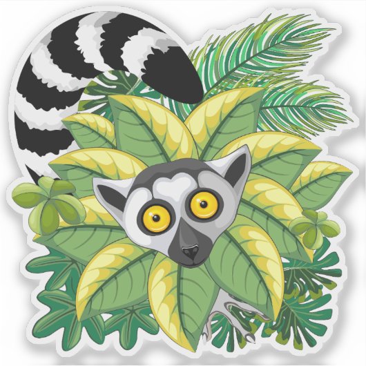 Lemurs van Madagaskar in het exotische Oerwoud Sticker (Voorkant)