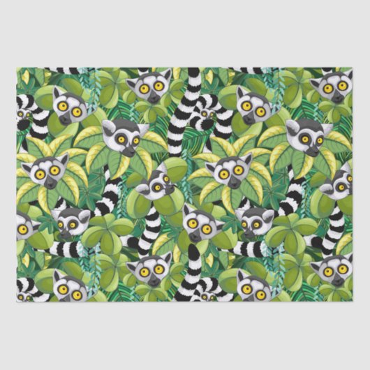 Lemurs van Madagaskar in het exotische Oerwoud Tissuepapier (Voorkant)