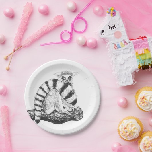 Lemurtekening Papieren Bordje (Feest)