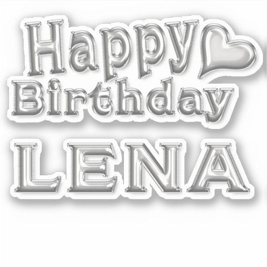 Lena Happy Birthday silver Aufkleber Sticker (Voorkant)
