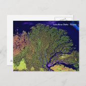 Lena River Delta uit de ruimte - Rusland Briefkaart (Voorkant / Achterkant)