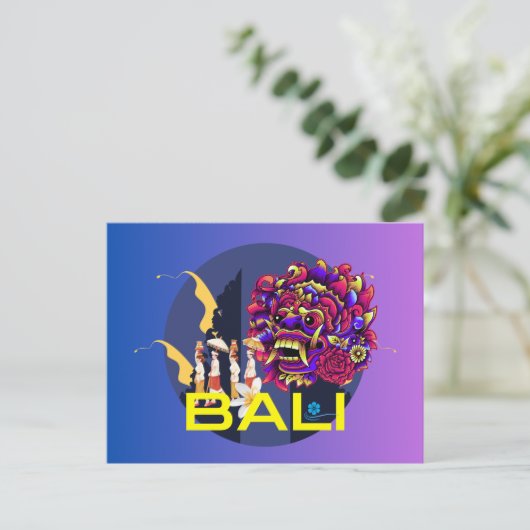 "L'Enchantant Barong de Bali : une carte postale c (Debout devant)