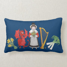 Lendenkussen: Welsh, Narcissen, Dragon Prei Harp Kussen