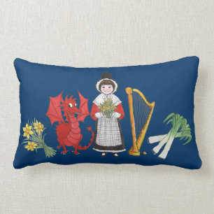 Lendenkussen: Welsh, Narcissen, Dragon Prei Harp Kussen