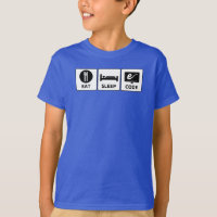 L'enfant mangent, dorment, codent le T-shirt