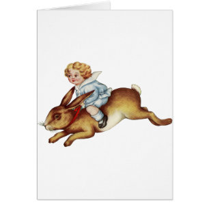 L'enfant vintage monte le lapin