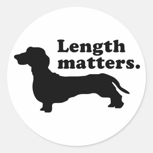 "Lengte is belangrijk." (Dachshund) Ronde Sticker (Voorkant)