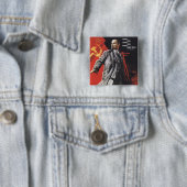 Lenin Vierkante Button 5,1 Cm (In situ)