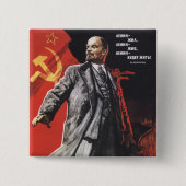 Lenin Vierkante Button 5,1 Cm (Voorkant)