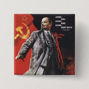 Lenin Vierkante Button 5,1 Cm