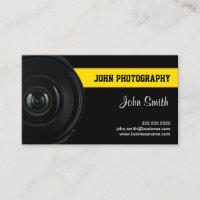 Lens en gele gordel visitekaartje voor fotografie
