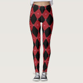 Lens Flares Harlequin Pattern Red/Black Leggings (Voorkant)