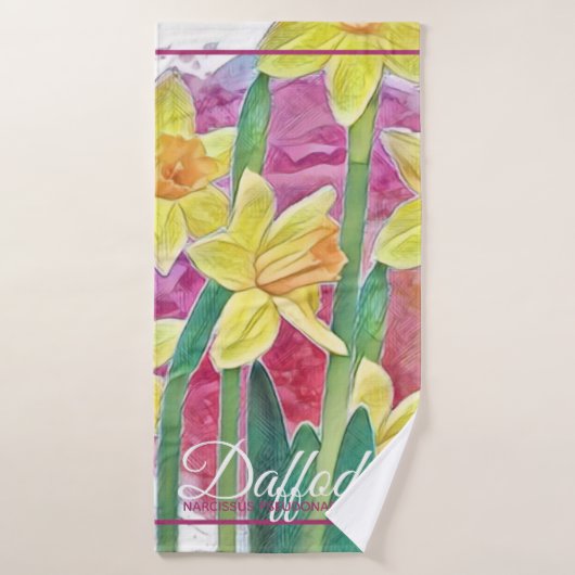 Lentbloem Geel Daffodil en Roze, geel Badhanddoek (Badhanddoek)