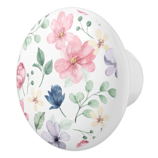 Lentbloemen en -bladeren keramische knop (Rechts)