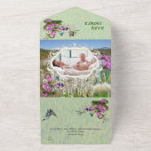 Lentbloemen en FAIRIES in één Baby shower All In One Uitnodiging (Buitenkant)