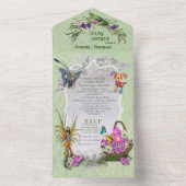 Lentbloemen en FAIRIES in één Baby shower All In One Uitnodiging (Binnen)