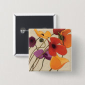 Lentbloemen en -stenen vierkante button 5,1 cm (Voorkant /achterkant)