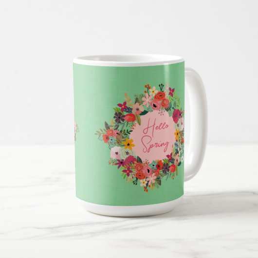 Lentbloemen Hallo Lentlinnen gepersonaliseerd Koffiemok (Voorkant rechts)