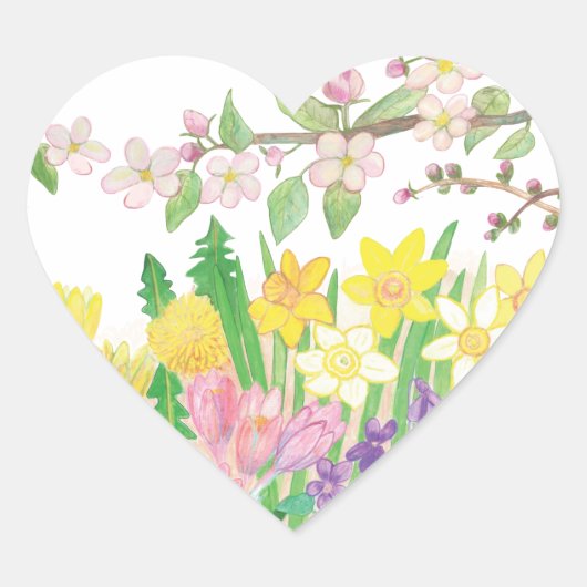 Lentbloemen Hart Sticker (Voorkant)