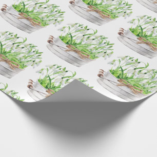 Lentbloemen in Waterverf met metalen handschoenen Cadeaupapier