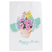 Lentbloemen met paasbaksteen medium cadeauzakje (Voorkant)