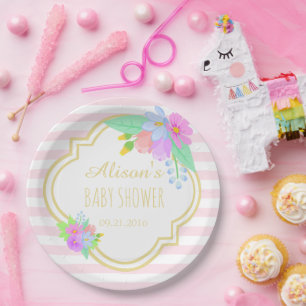 Lentbloemen op roze Baby shower Borden 9 inch Papieren Bordje