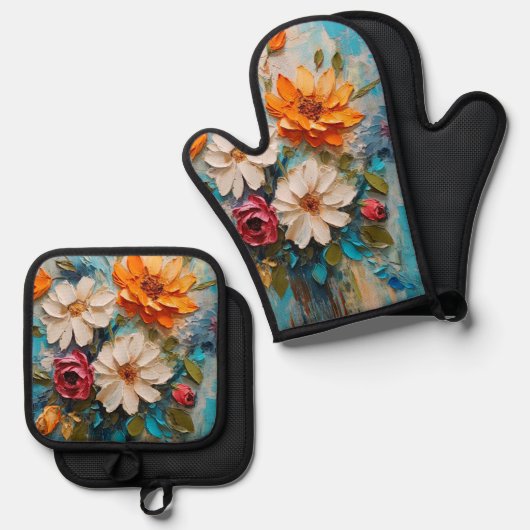 Lentbloemen Ovenwant & Pannenlap Set (Voorkant / Achterkant)