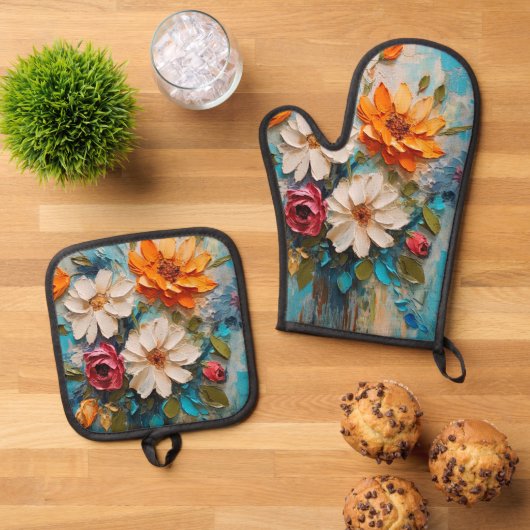 Lentbloemen Ovenwant & Pannenlap Set (Top down)
