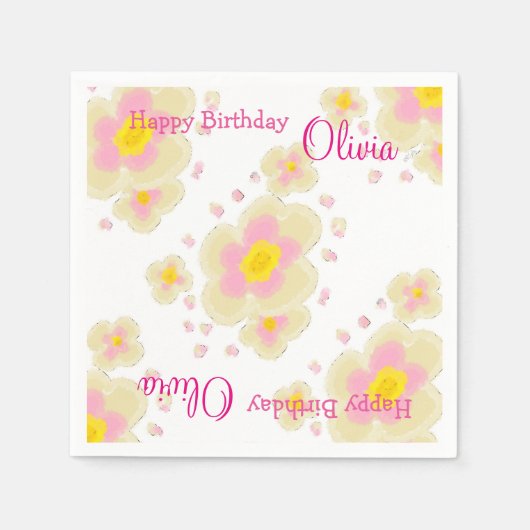 Lentbloemen (roze) servet (Voorkant)