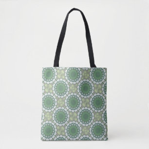 Lente Abstracte Bloemenkunst Elegant Groen Geometr Draagtas