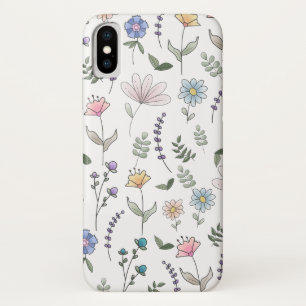 Lente Aquarel Doodle Bloemen iPhone X Hoesje
