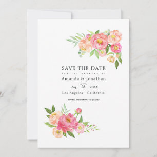 Lente Aquarel Pioen Huwelijksfoto Save The Date