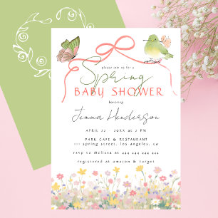 Lente Baby Shower Groene Roze Bloemige Meisje Show Kaart