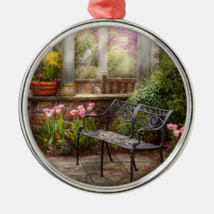 Lente - Bankje - Een plek om met pensioen te gaan Metalen Ornament
