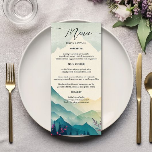 Lente Bergen Bloem Bruiloft Menu