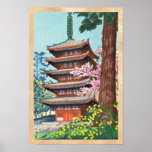 Lente bij Kurama-tempel Asano Takeji shin hanga Poster